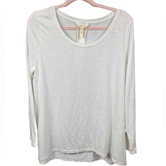 Matilda Jane Wm’s Sz XL Heathered Beige Soft Long Sleeve Floral Trim Tunic Top - Picture 1 of 5